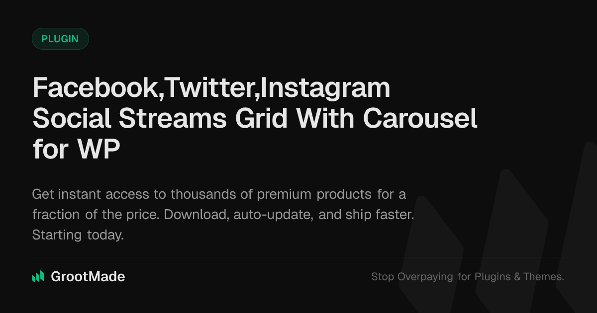 Screenshot of Facebook,Twitter,Instagram Social Streams Grid With Carousel for WP website