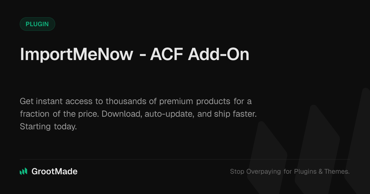 Screenshot of ImportMeNow - ACF Add-On website