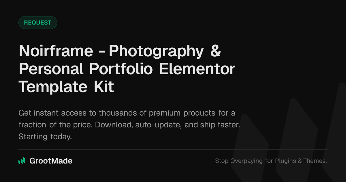 Screenshot of Noirframe - Photography & Personal Portfolio Elementor Template Kit website