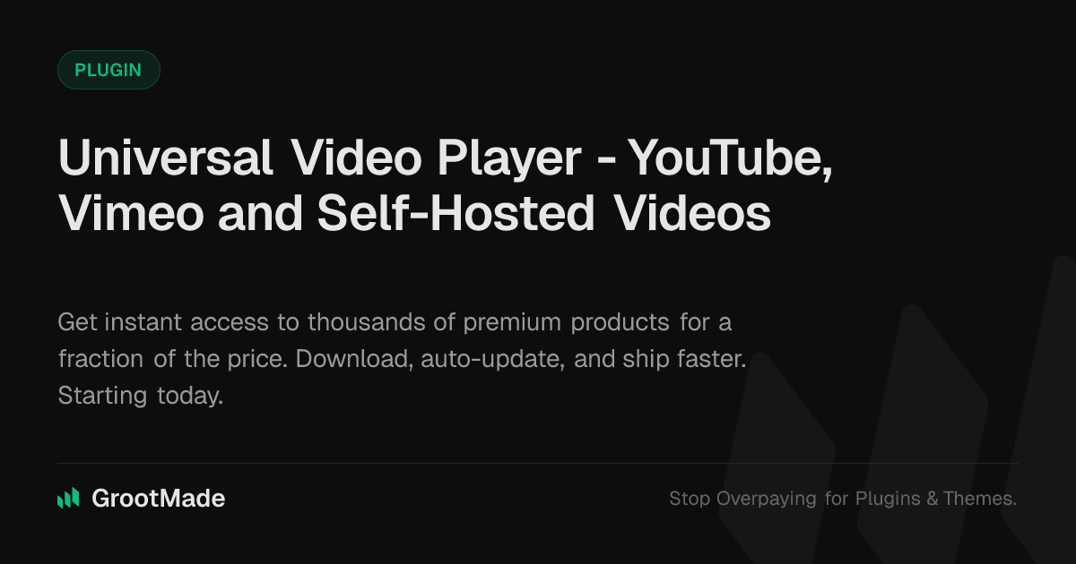 Screenshot of Universal Video Player - YouTube, Vimeo and Self-Hosted Videos website