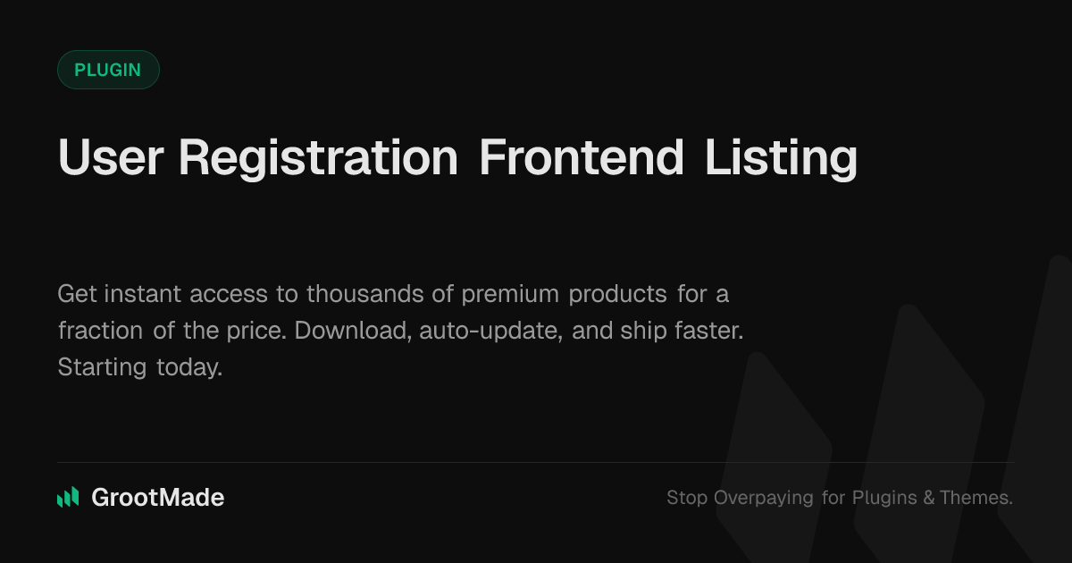 Screenshot of User Registration Frontend Listing website