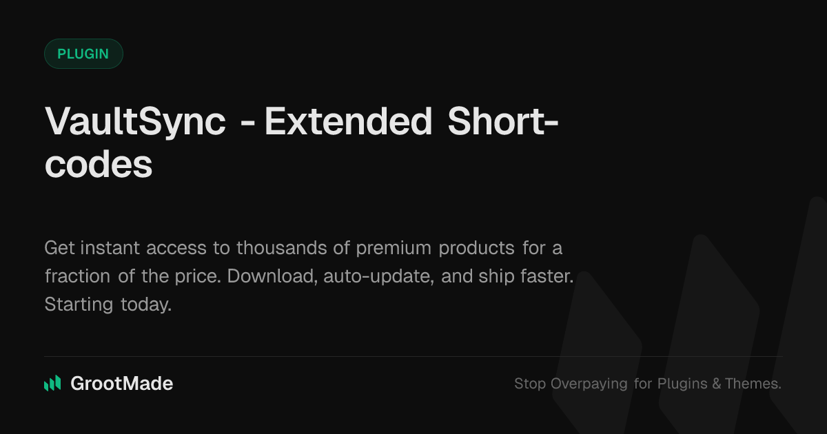 Screenshot of VaultSync - Extended Short-codes website