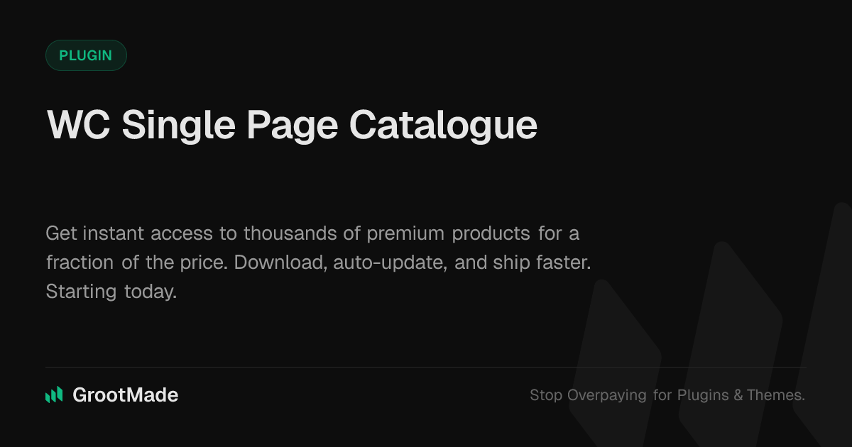 Screenshot of WC Single Page Catalogue website
