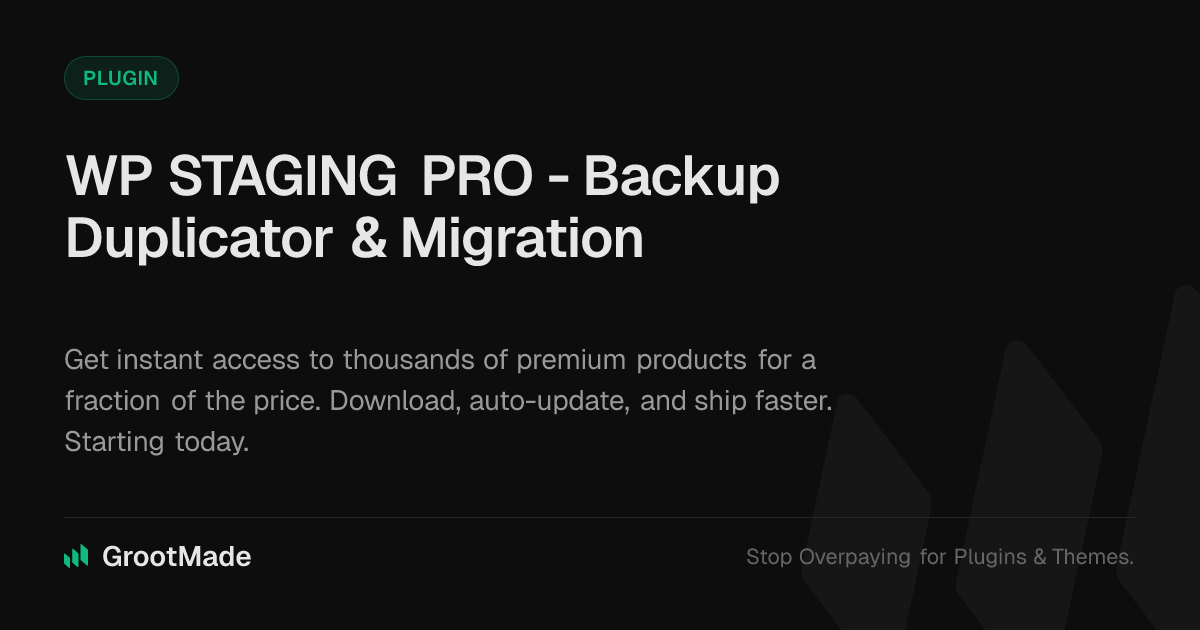 Screenshot of WP STAGING PRO - Backup Duplicator & Migration website