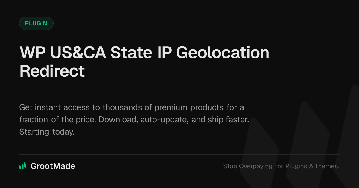 Screenshot of WP US&CA State IP Geolocation Redirect website