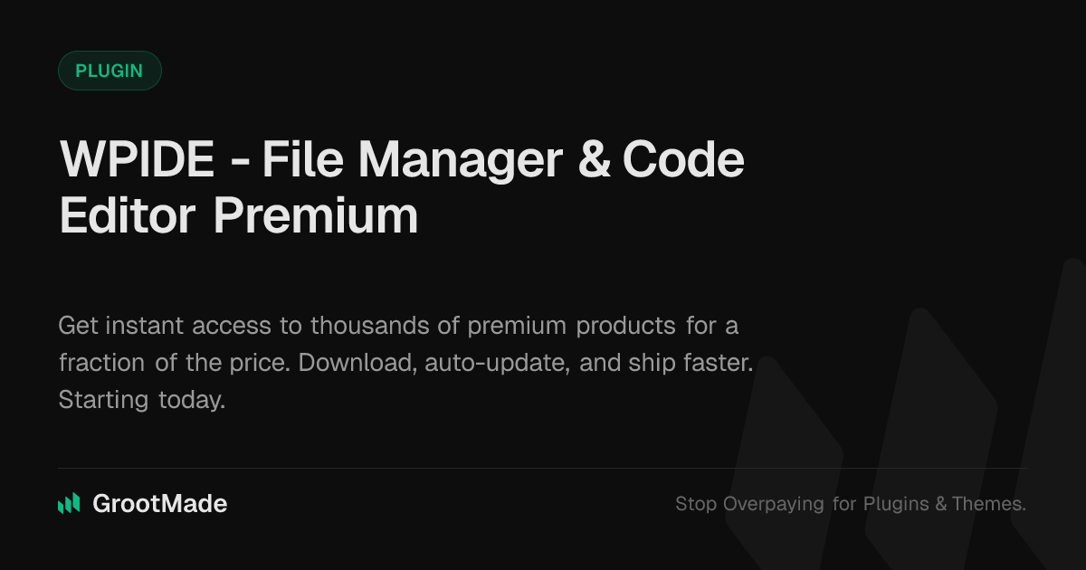 Screenshot of WPIDE - File Manager & Code Editor Premium website