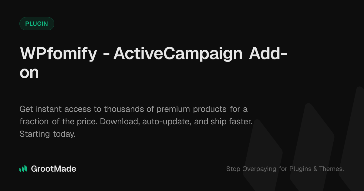 Screenshot of WPfomify - ActiveCampaign Add-on website