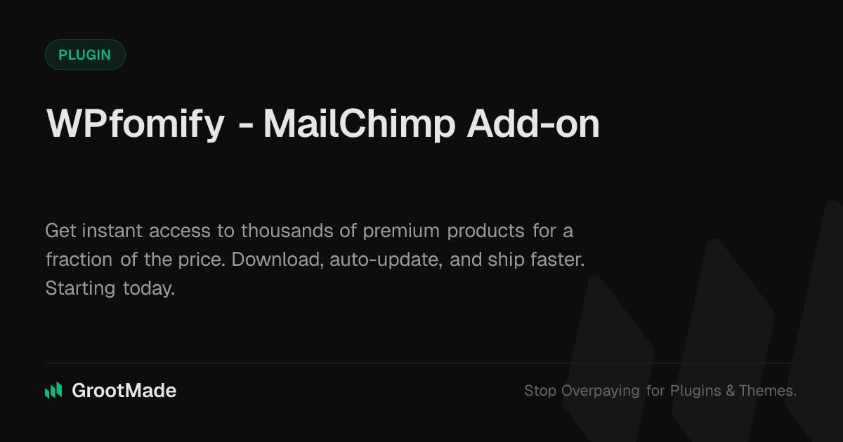Screenshot of WPfomify - MailChimp Add-on website
