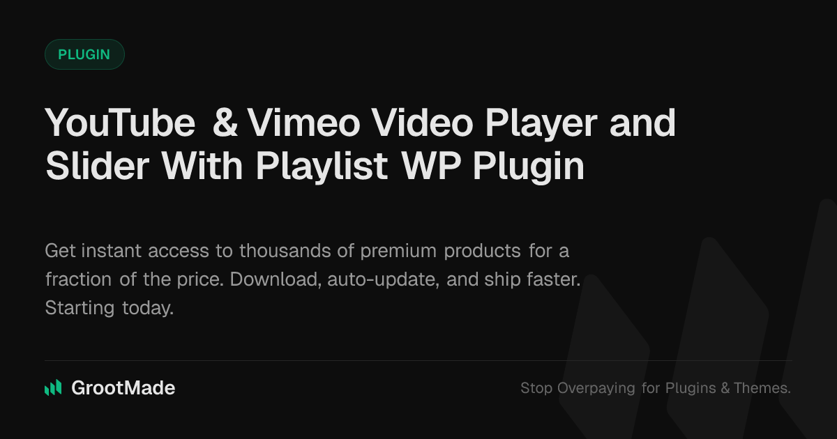 Screenshot of YouTube & Vimeo Video Player and Slider With Playlist WP Plugin website