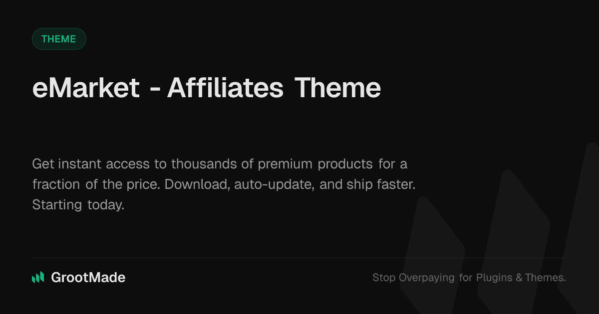 Screenshot of eMarket - Affiliates Theme website